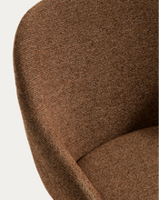 Load image into Gallery viewer, Meila chair with armrests in terracotta chenille with legs in walnut finish