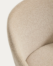 Load image into Gallery viewer, Meila chair with armrests in beige chenille with legs in walnut finish