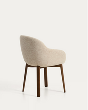 Load image into Gallery viewer, Meila chair with armrests in beige chenille with legs in walnut finish