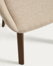 Load image into Gallery viewer, Meila chair with armrests in beige chenille with legs in walnut finish