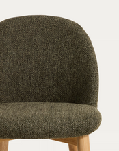 Load image into Gallery viewer, Meila chair in green chenille with legs in natural finish
