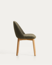 Load image into Gallery viewer, Meila chair in green chenille with legs in natural finish