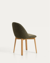 Load image into Gallery viewer, Meila chair in green chenille with legs in natural finish