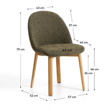 Load image into Gallery viewer, Meila chair in green chenille with legs in natural finish