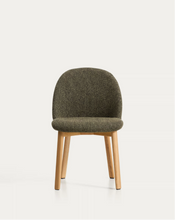 Load image into Gallery viewer, Meila chair in green chenille with legs in natural finish