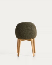 Load image into Gallery viewer, Meila chair in green chenille with legs in natural finish