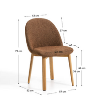 Load image into Gallery viewer, Meila chair in terracotta chenille with legs in solid ash wood with natural finish