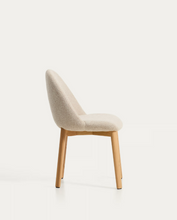 Load image into Gallery viewer, Meila chair in beige chenille with legs in natural finish