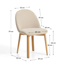 Load image into Gallery viewer, Meila chair in beige chenille with legs in natural finish