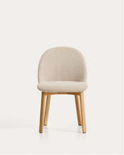 Load image into Gallery viewer, Meila chair in beige chenille with legs in natural finish