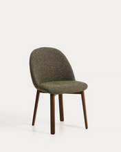 Load image into Gallery viewer, Meila chair in green chenille with legs in walnut finish