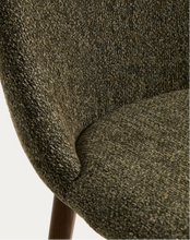Load image into Gallery viewer, Meila chair in green chenille with legs in walnut finish