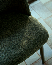 Load image into Gallery viewer, Meila chair in green chenille with legs in walnut finish