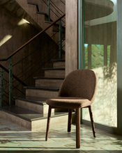 Load image into Gallery viewer, Meila chair in terracotta chenille with legs in walnut finish
