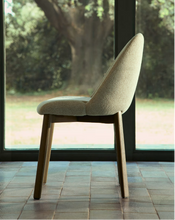 Load image into Gallery viewer, Meila chair in beige chenille with legs in walnut finish