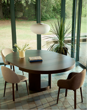 Load image into Gallery viewer, Meila chair in beige chenille with legs in walnut finish