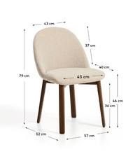 Load image into Gallery viewer, Meila chair in beige chenille with legs in walnut finish