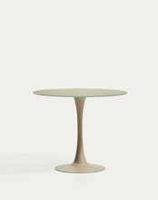 Load image into Gallery viewer, Round Vedira table in glass and taupe steel