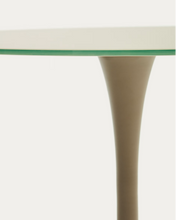 Load image into Gallery viewer, Round Vedira table in glass and taupe steel