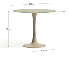 Load image into Gallery viewer, Round Vedira table in glass and taupe steel