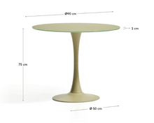 Load image into Gallery viewer, Round Vedira table in glass and green steel