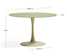 Load image into Gallery viewer, Round Vedira table in glass and green steel
