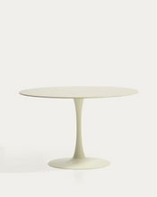 Load image into Gallery viewer, Round Vedira table in ecru ceramic and beige steel