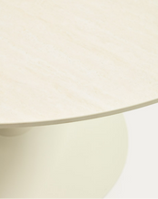 Load image into Gallery viewer, Round Vedira table in ecru ceramic and beige steel