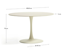 Load image into Gallery viewer, Round Vedira table in ecru ceramic and beige steel