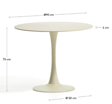 Load image into Gallery viewer, Round Vedira table in ecru ceramic and beige steel