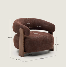 Load image into Gallery viewer, Granite Armchair Brown Chenille &amp; Walnut