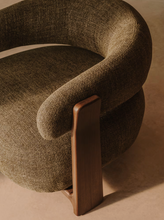 Load image into Gallery viewer, Granite Armchair Green Chenille &amp; Walnut