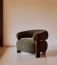 Load image into Gallery viewer, Granite Armchair Green Chenille &amp; Walnut