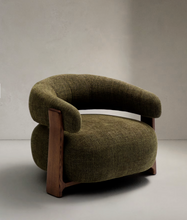 Load image into Gallery viewer, Granite Armchair Green Chenille &amp; Walnut