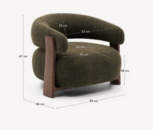 Load image into Gallery viewer, Granite Armchair Green Chenille &amp; Walnut