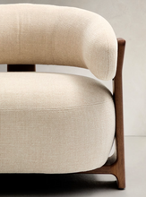 Load image into Gallery viewer, Granite Armchair Beige Chenille &amp; Walnut
