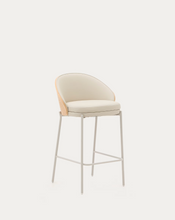 Load image into Gallery viewer, Eamy Stool Beige Flax Leather &amp; Ash Veneer 65 cm