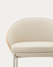Load image into Gallery viewer, Eamy Stool Beige Flax Leather &amp; Ash Veneer 65 cm