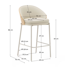 Load image into Gallery viewer, Eamy Stool Beige Flax Leather &amp; Ash Veneer 65 cm