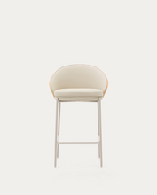 Load image into Gallery viewer, Eamy Stool Beige Flax Leather &amp; Ash Veneer 65 cm