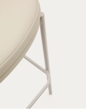 Load image into Gallery viewer, Eamy Stool Beige Flax Leather &amp; Ash Veneer 65 cm