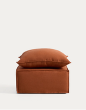 Load image into Gallery viewer, Anarela terracotta linen footrest with removable cover and cushion 80 x 80cm FSC Mix Credit