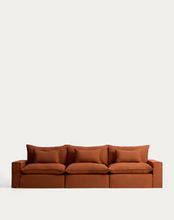 Load image into Gallery viewer, Anarela terracotta linen 5-seater modular sofa with removable cover 370cm FSC Mix Credit