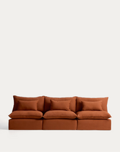 Load image into Gallery viewer, Anarela terracotta linen 5-seater modular sofa with removable cover 330cm FSC Mix Credit