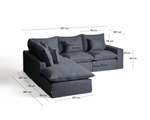 Load image into Gallery viewer, Anarela terracotta linen 4-seater modular corner sofa with removable cover 287 x 307 cm FSC Mix Credit