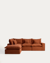 Load image into Gallery viewer, Anarela terracotta linen 4-seater modular corner sofa with removable cover 287 x 307 cm FSC Mix Credit