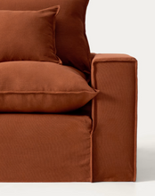 Load image into Gallery viewer, Anarela terracotta linen 4-seater modular corner sofa with removable cover 287 x 307 cm FSC Mix Credit