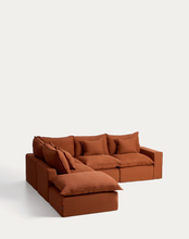 Load image into Gallery viewer, Anarela terracotta linen 4-seater modular corner sofa with removable cover 287 x 307 cm FSC Mix Credit