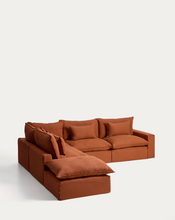 Load image into Gallery viewer, Anarela terracotta linen 6-seater modular corner sofa with removable cover 307 x 347 cm FSC Mix Credit