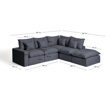 Load image into Gallery viewer, Anarela taupe linen 4-seater modular corner sofa with removable cover 307 x 287 cm FSC Mix Credit